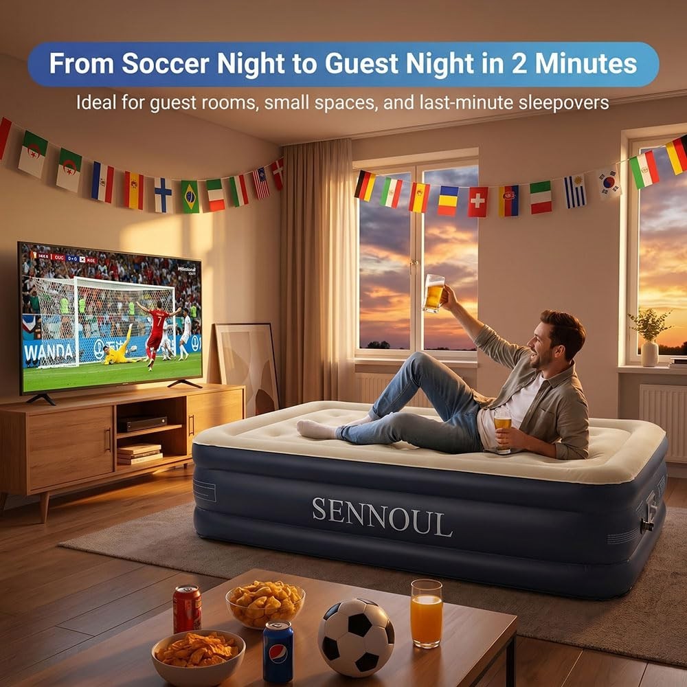 Inflatable Twin Air Mattress with Built in Pump, Fast Inflation, Foldable for Ho2