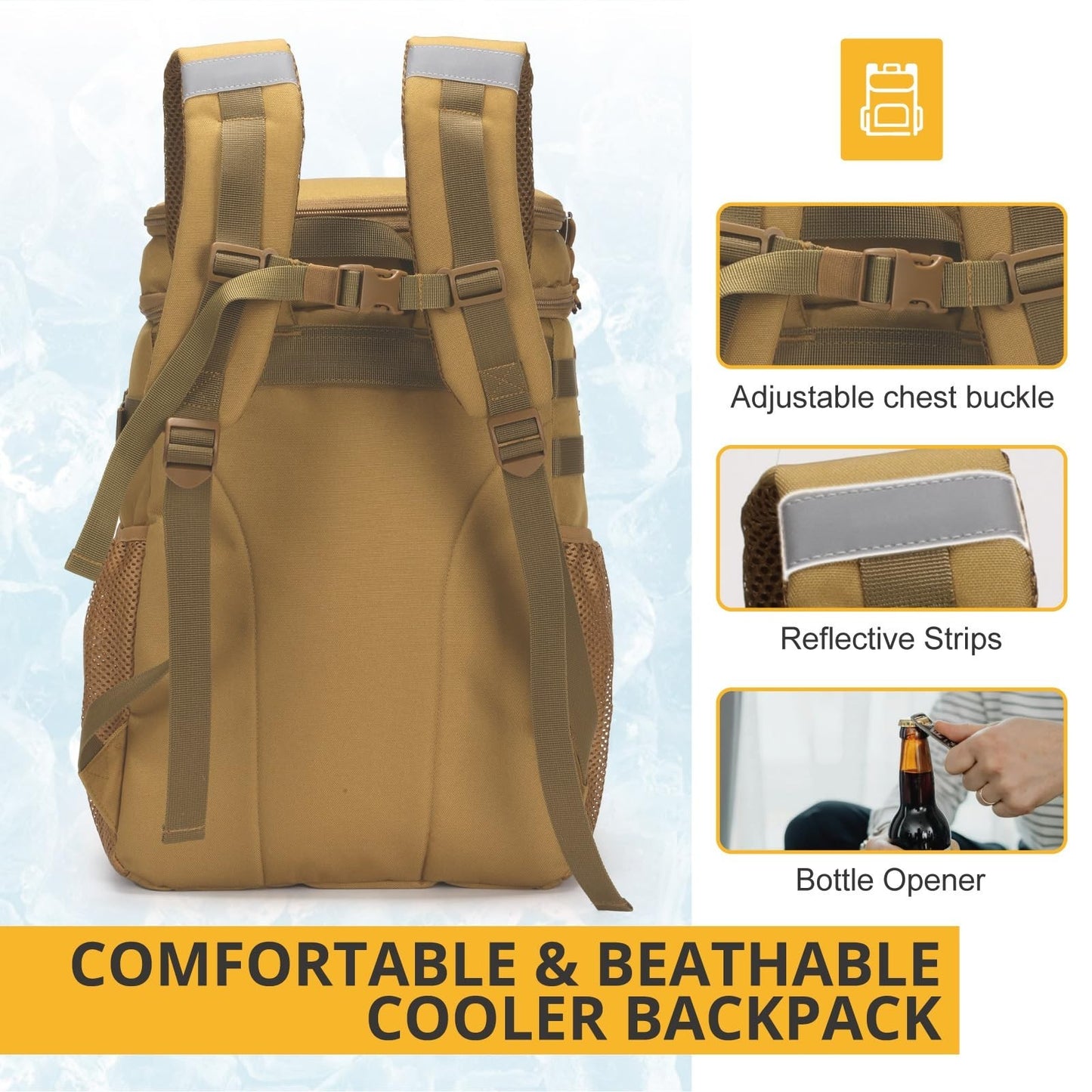 Insulated Tactical Cooler Backpack - Lightweight, Leakproof, Waterproof for Hiki6