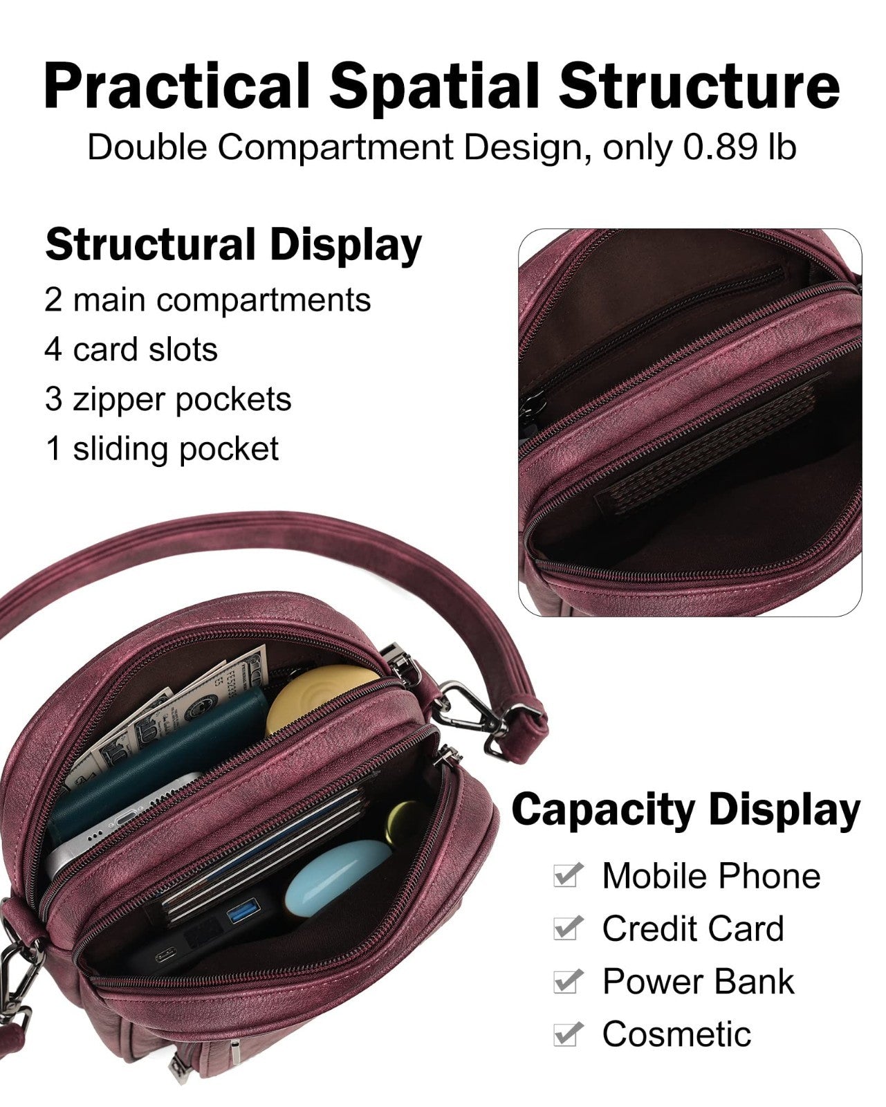 Stylish Small Crossbody Purses for Women, RFID Anti-Theft, 4 Card Slots5