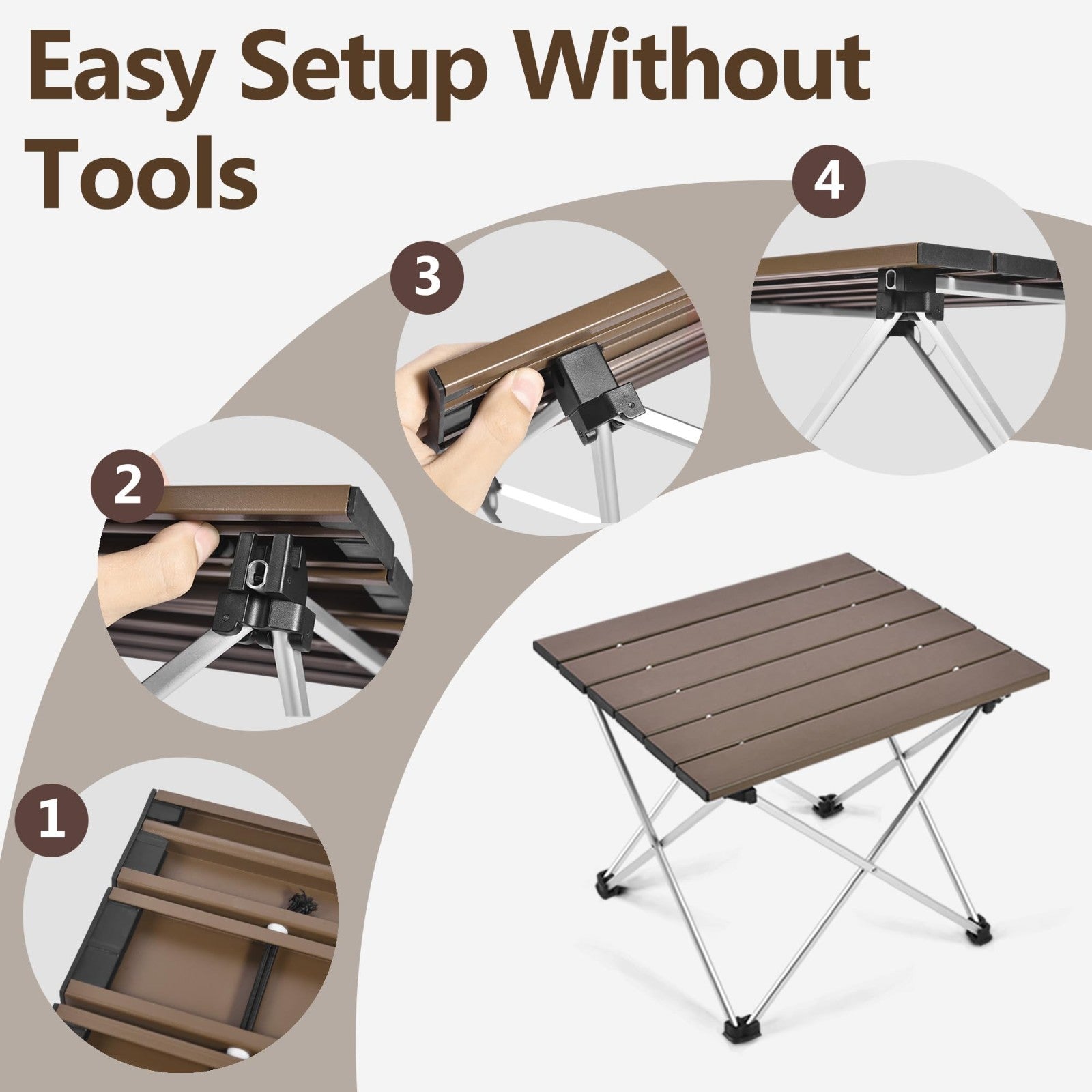 Portable Folding Camping Table - Lightweight Aluminum Top for Outdoor BBQ, Picni4