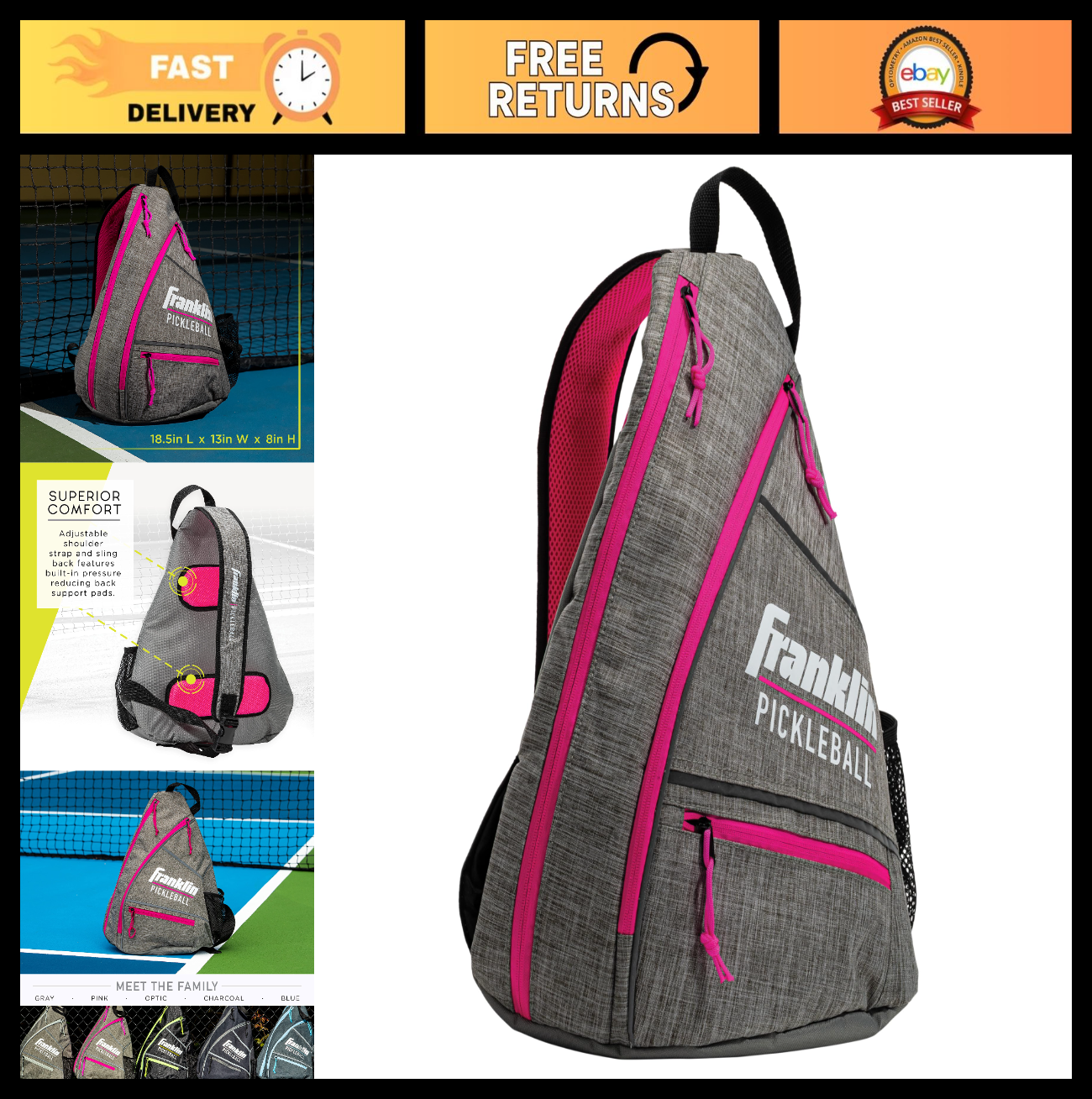 Pickleball Sling Bag Backpack - Lightweight, Durable, Adjustable Straps, Storage0