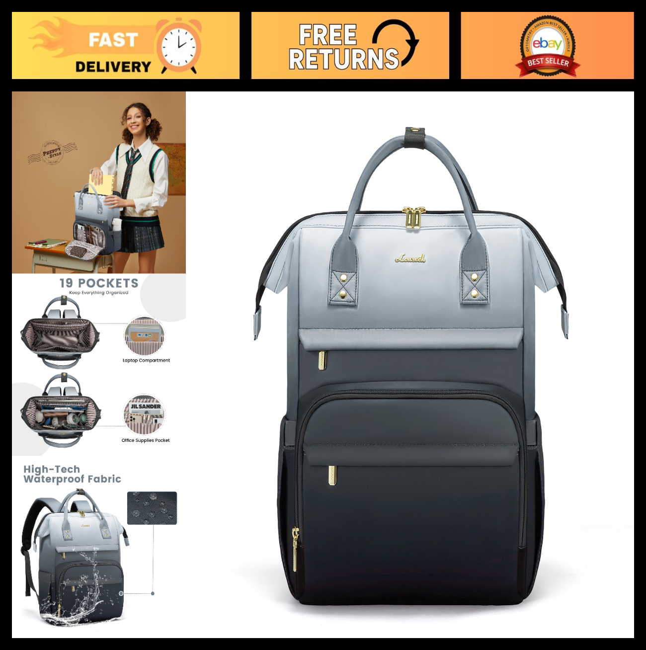 Colorful Gradient Laptop Backpack for Women & Teens, 15.6" School Bookbag Travel0