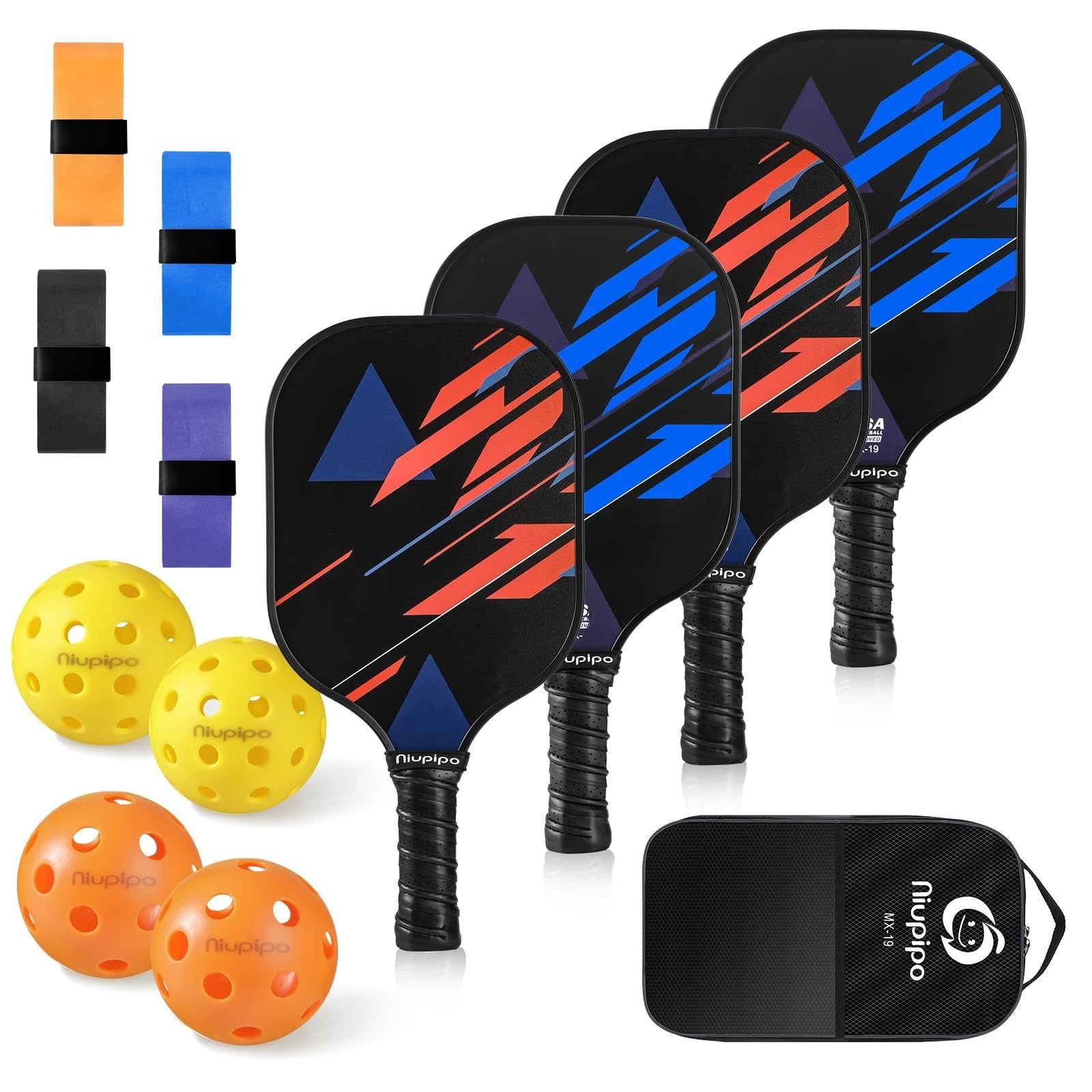 Pickleball Paddle Set of 2 or 4, USAPA Approved, Lightweight Fiberglass with Bal1