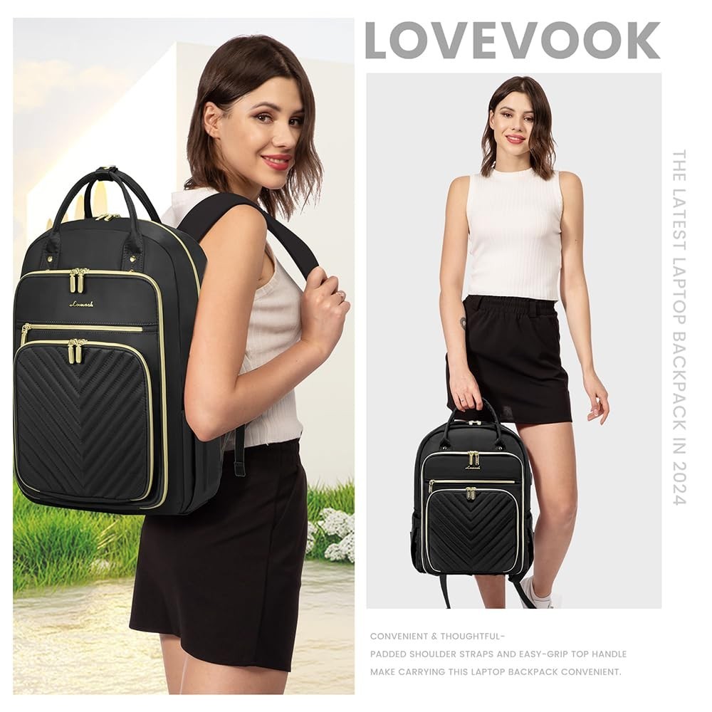 Stylish Water Resistant Laptop Backpack for Women, USB Charging, Travel Work Bag6