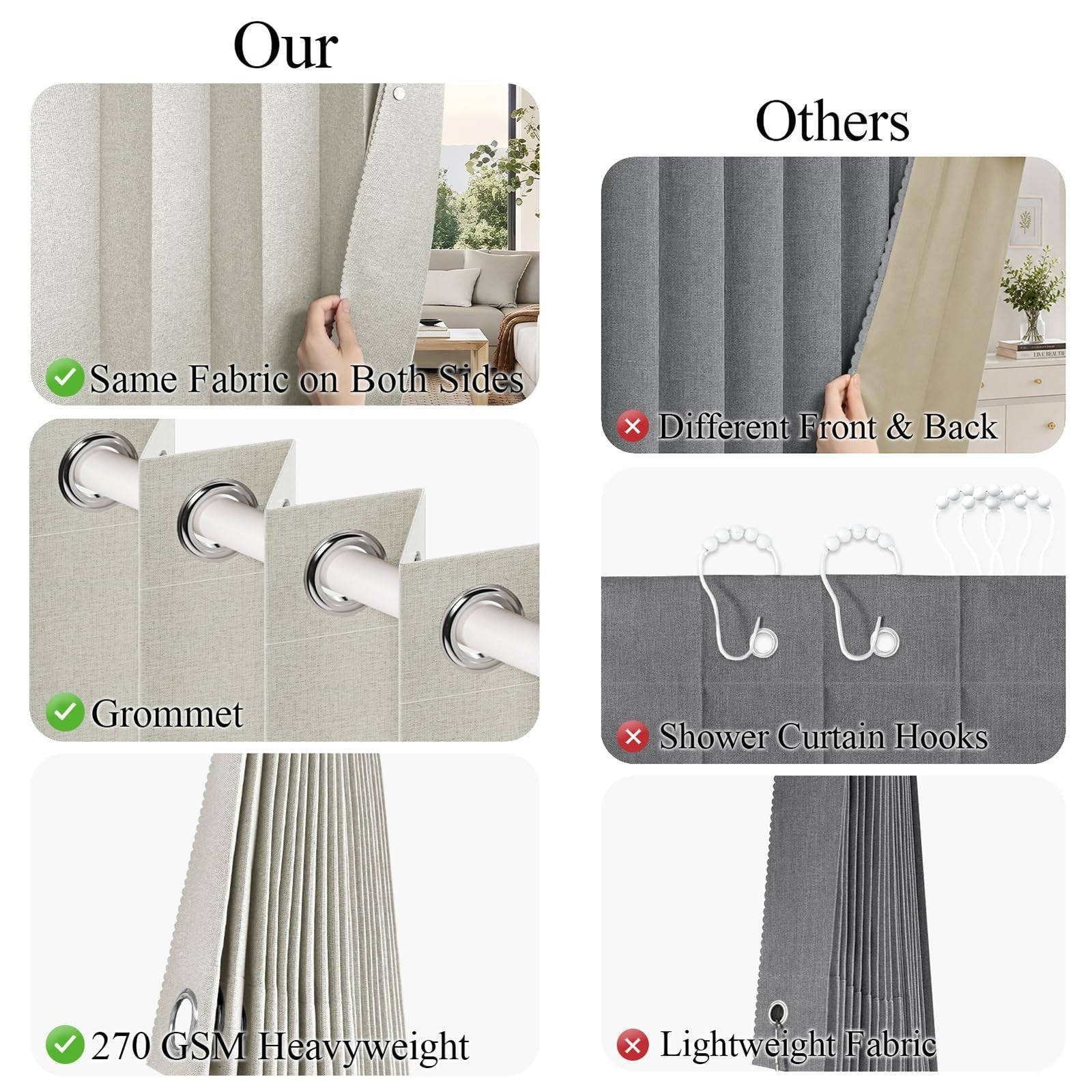 Blackout Pleated Curtains with Magnetic Closure, 1 Panel, W45 x L72, Living Room4