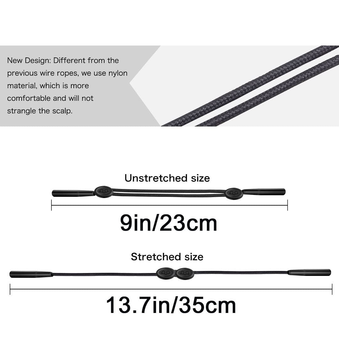 Adjustable Non-Slip Glasses Strap Lanyard - 3 Pack for Kids & Adults, Black3