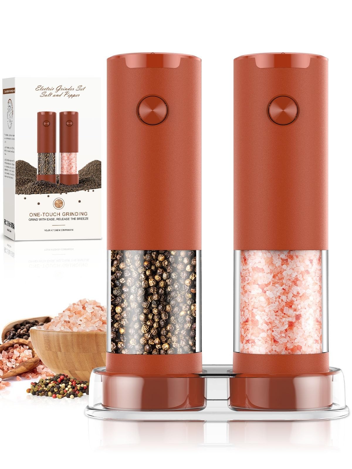 Automatic Electric Salt & Pepper Grinder Set   Adjustable Coarseness, LED, Large1