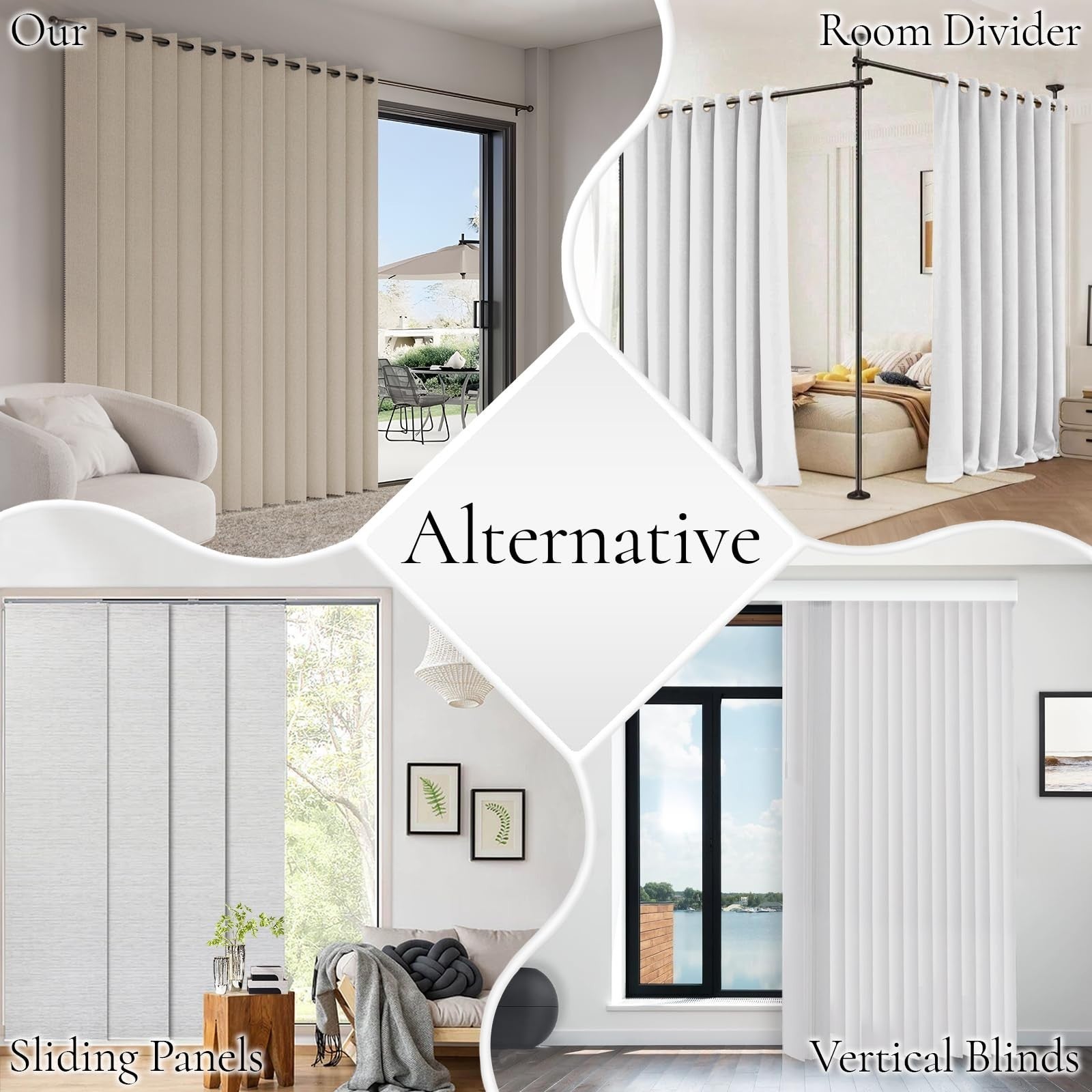Accordion Door Curtains for Doorways, Fabric Privacy Curtain Panel 100x96 Sand6