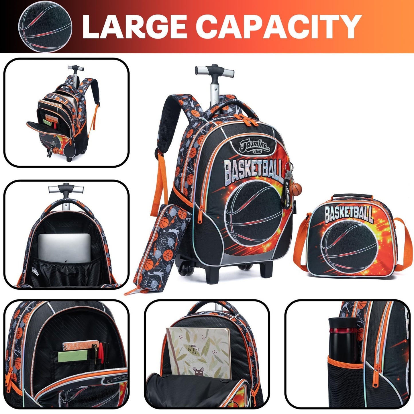 Kids Rolling Backpack with Wheels & Lunch Box   3 in 1 Travel Luggage for Boys 84