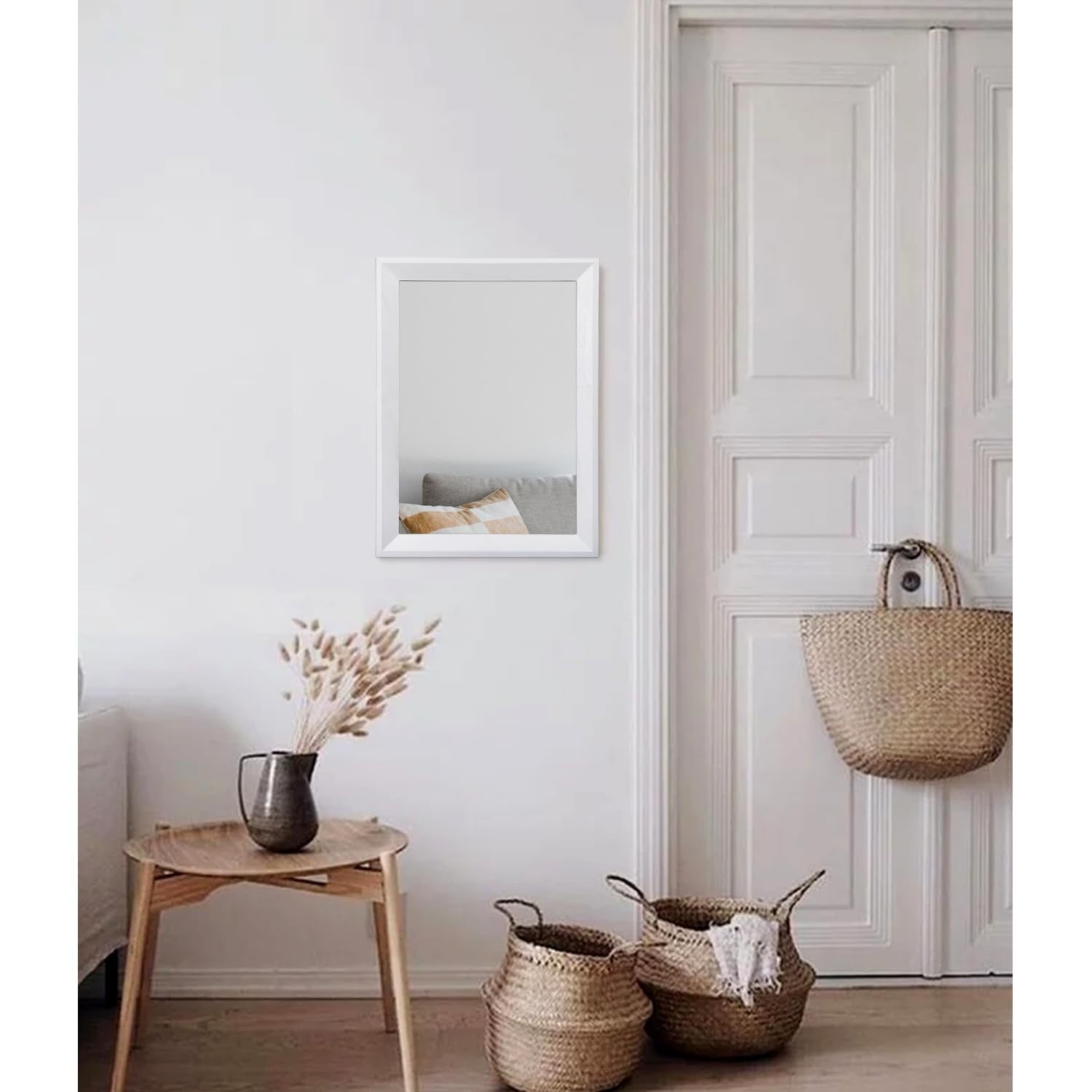 Small Rectangular Wall Mirror - Decorative Wood Framed Hanging Mirror for Home D4