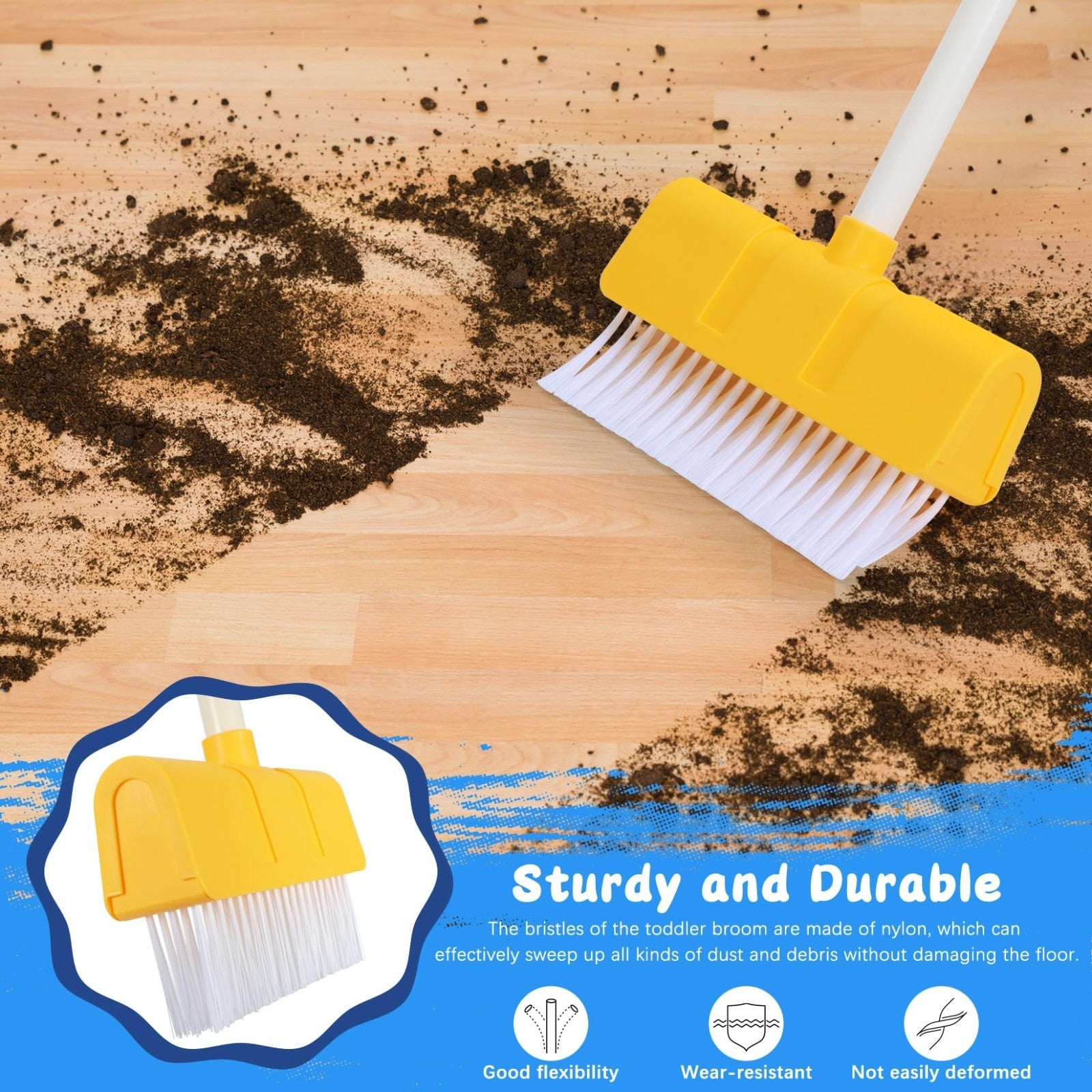 Kids Cleaning Toy Set - Broom & Dustpan for Toddlers, 2PCS Role Play Chores, Age4