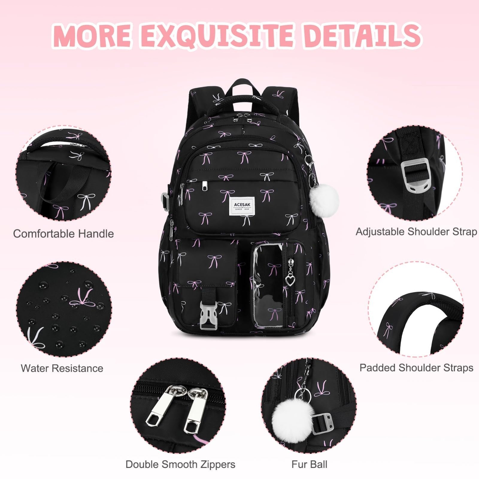 Stylish Girls Backpack Set with Tote, Crossbody Bag, Lunch Bag & Pencil Pouch  4