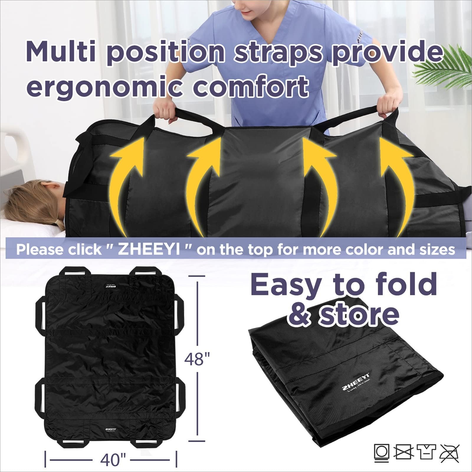 Bed Positioning Pad with Handles 48"x40"   Lifting Turning Patient Transfer Blan3