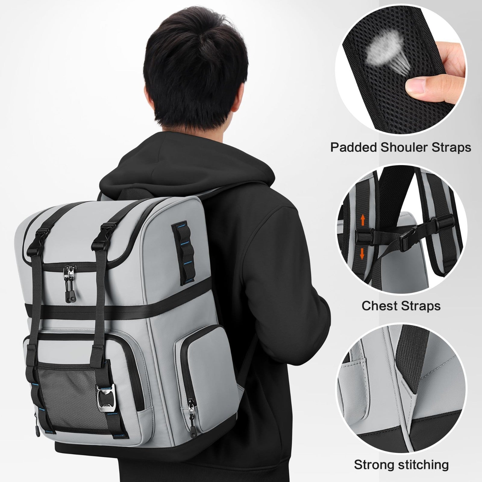 Large Waterproof Insulated Cooler Backpack - Leak Proof, Double Decker, 26L, Ide4