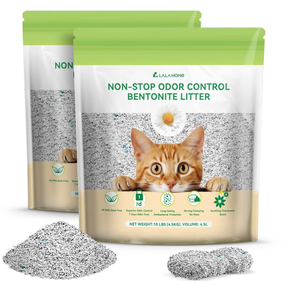 Clumping Cat Litter, Odor Control Bentonite Mineral, Dust-Free 20 lb for Self-Cl1