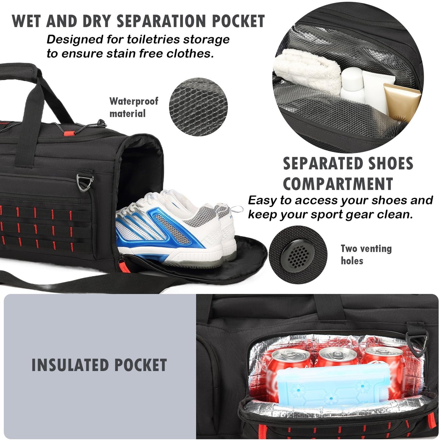 50L Tactical Gym Bag with Shoe & Laptop Compartment   Unisex Sports Backpack4