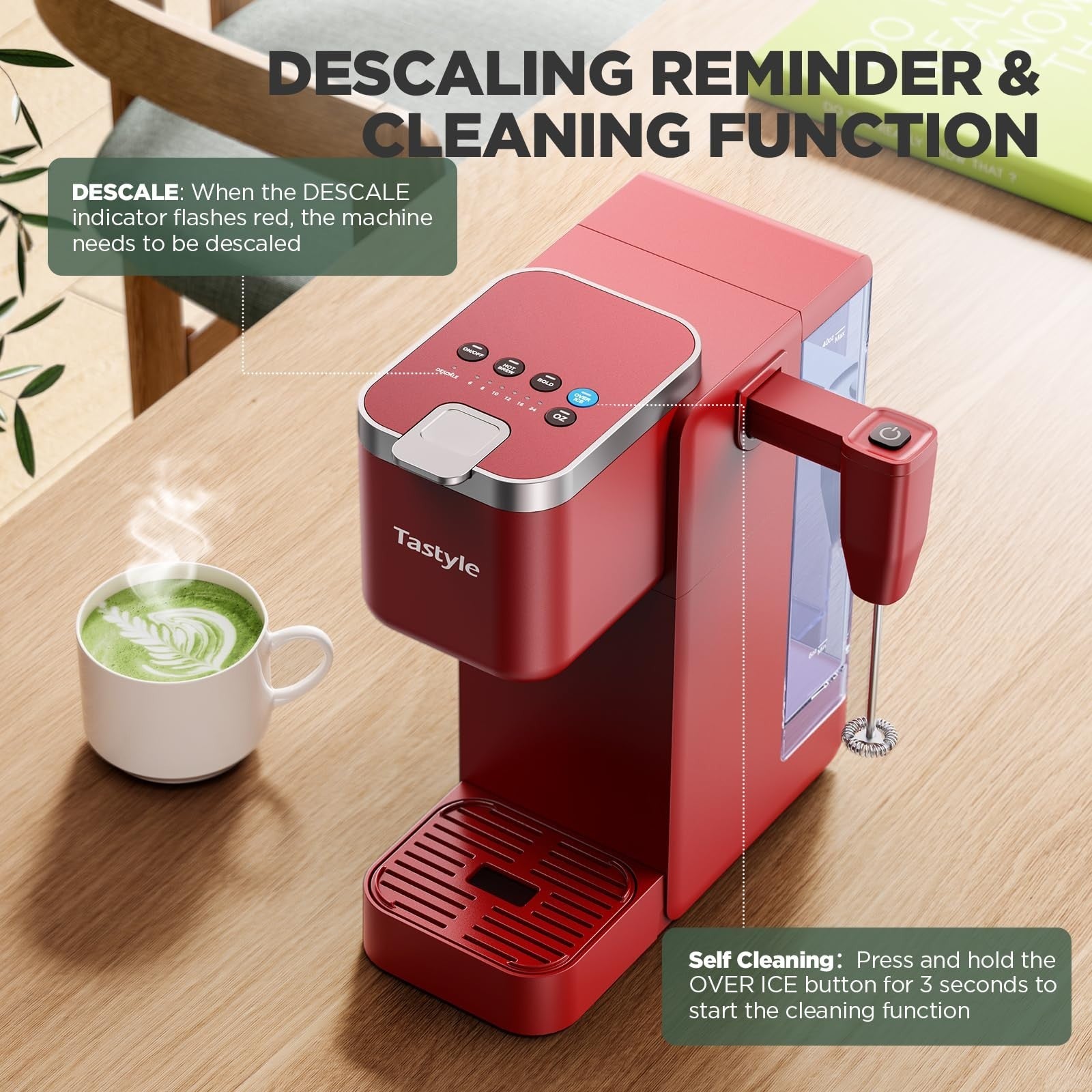 Single Serve Coffee Maker with Milk Frother, 40oz Tank, 6 Brew Sizes, BPA Free7