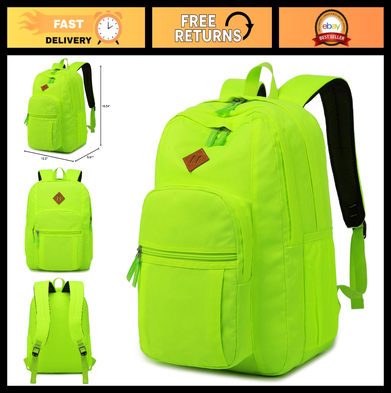 Water Resistant Women's Travel Backpack, College Bookbag for Men & Women, Green0