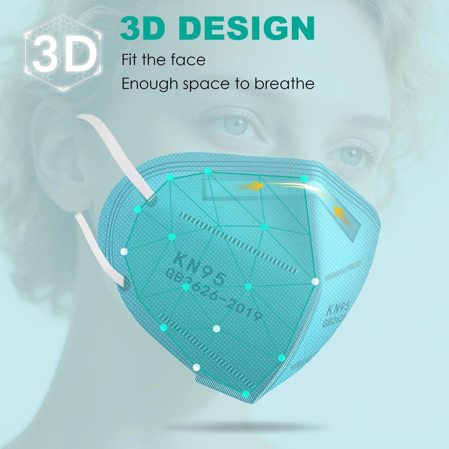 100 Pack KN95 Face Masks   Breathable Disposable Dust Masks for Adults, Blue2