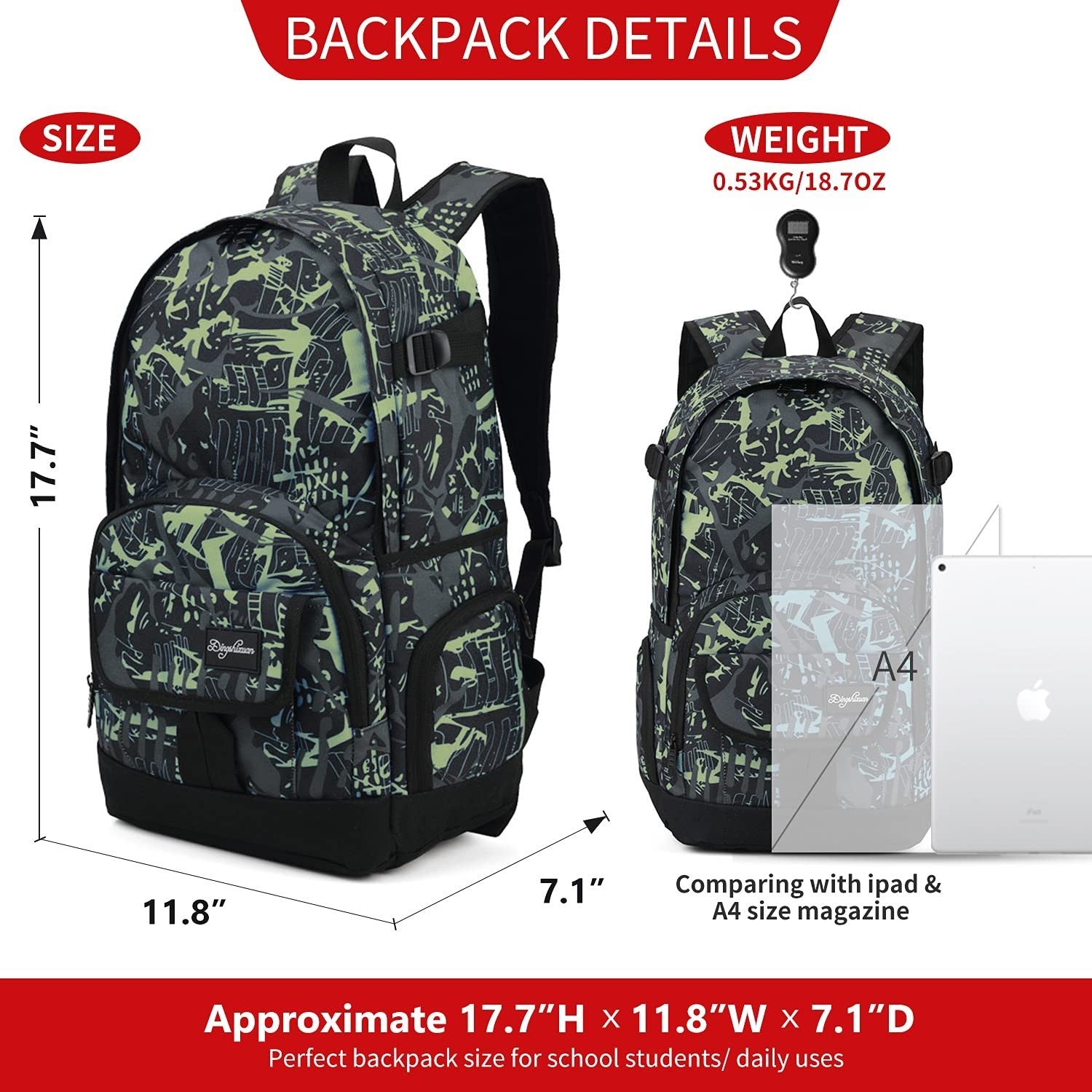 Lightweight School Backpack Travel Bag for Men & Women   College & Travel Use3