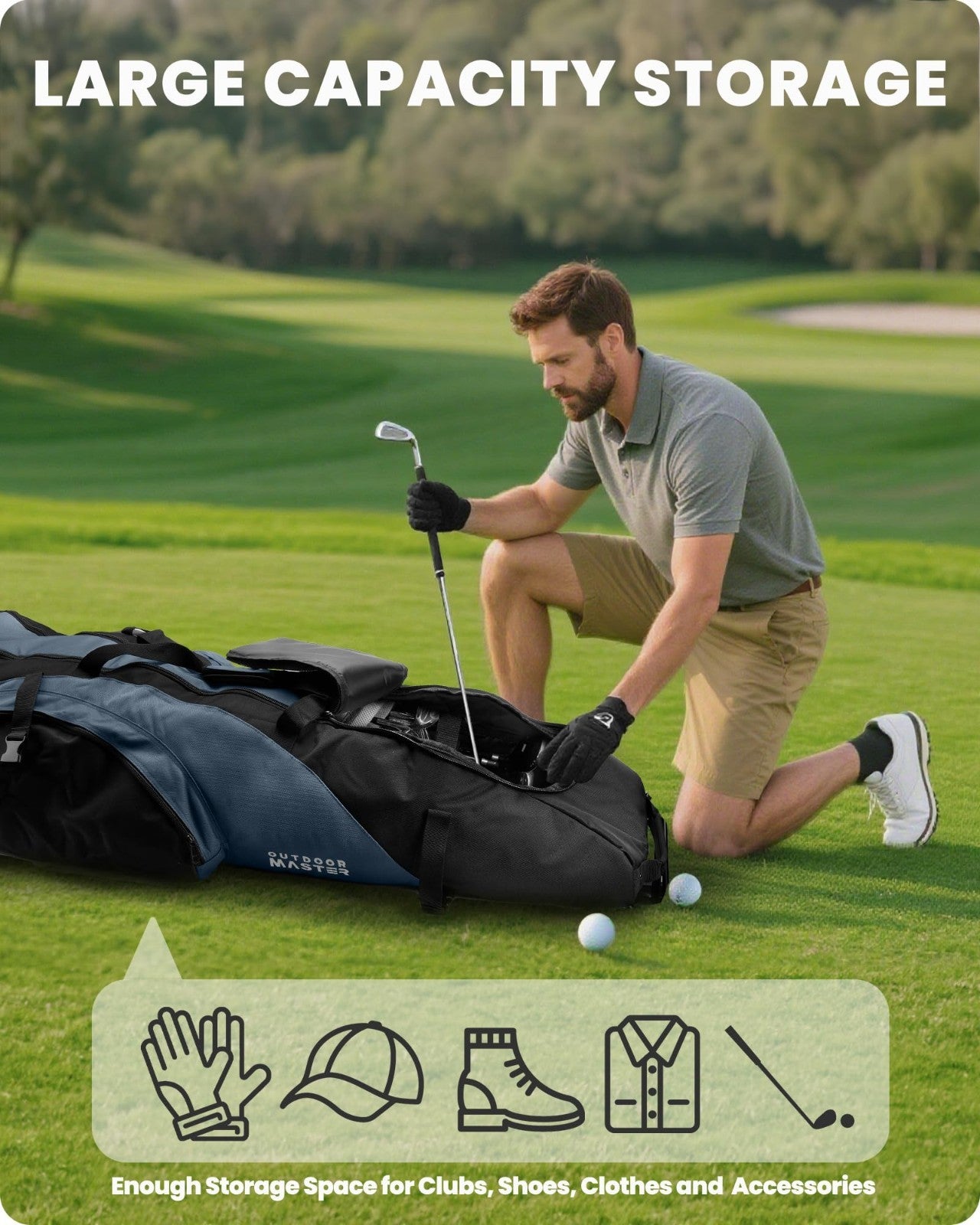 Padded Golf Travel Bag with Reinforced Wheels | Waterproof 900D Oxford Fabric, S3