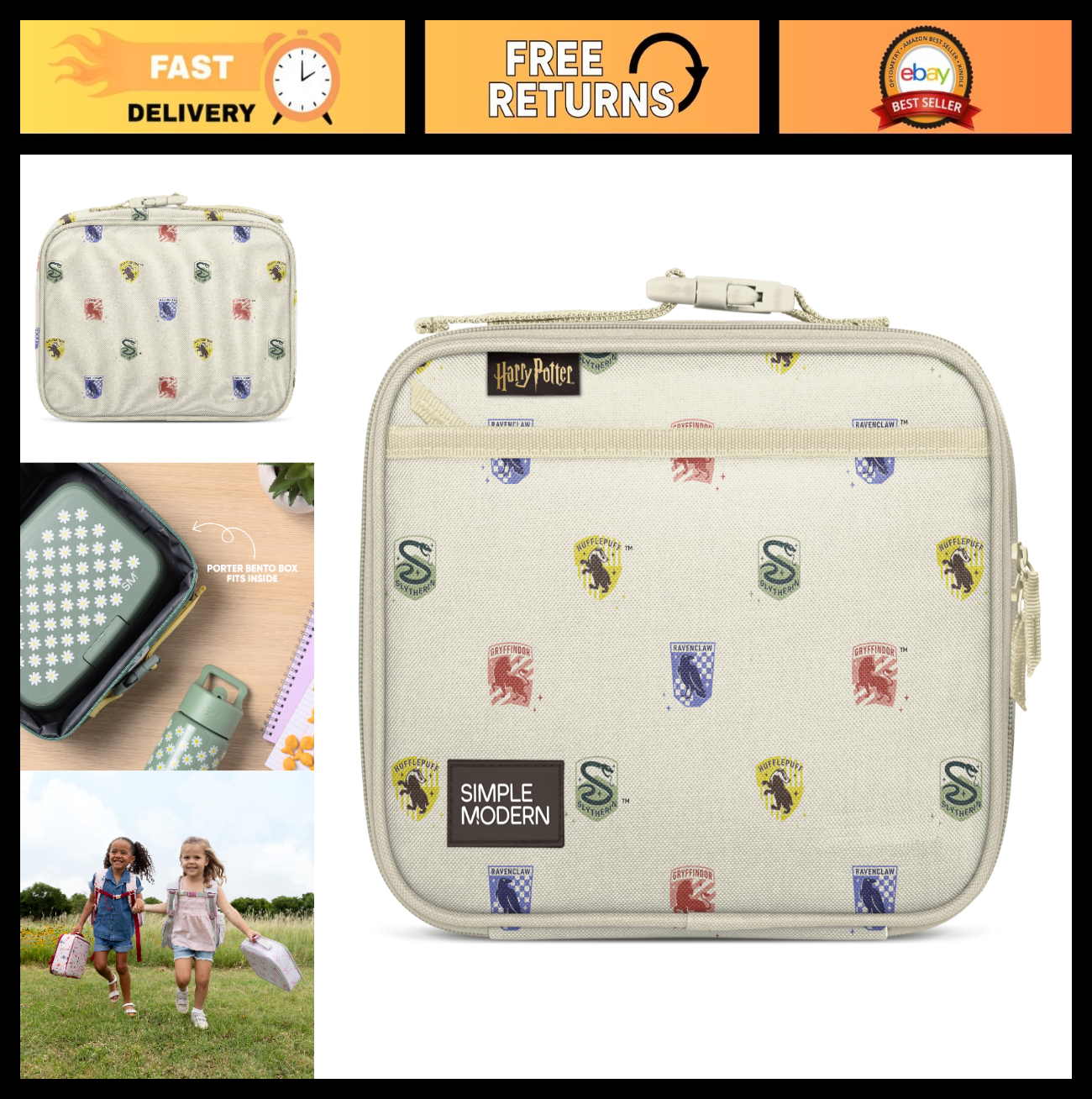 Harry Potter Kids Insulated Lunch Box & Bag | Cute Bento Lunch Container for Sch0