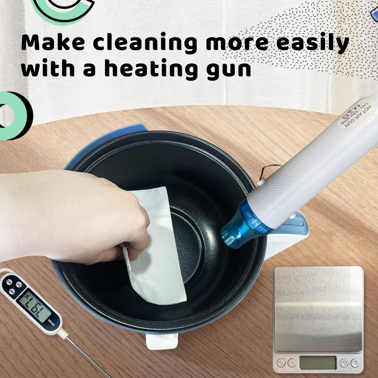 Electric Wax Melting Pot Kit for DIY Candle Making - Scale, Heat Gun & Thermomet6