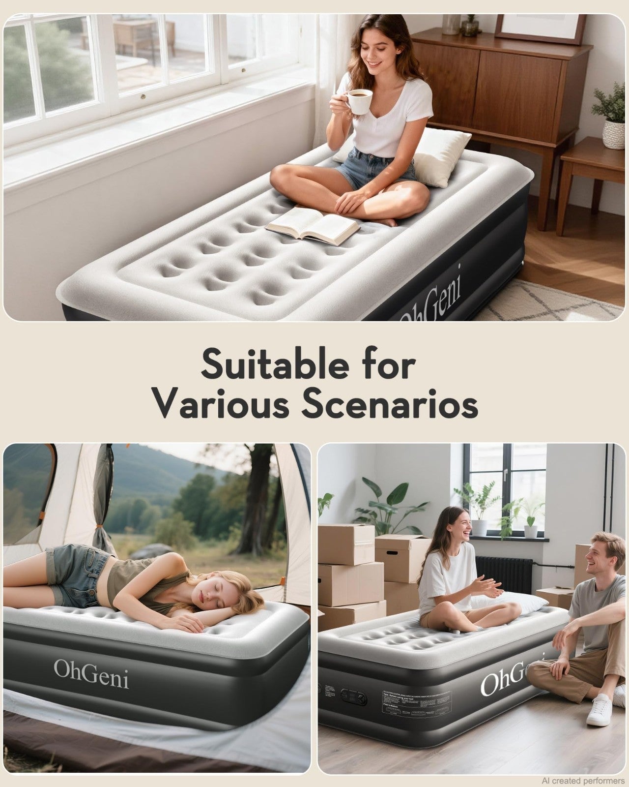 Twin Air Mattress with Built in Pump, 18" Raised Inflatable Bed, 500lb Capacity,7