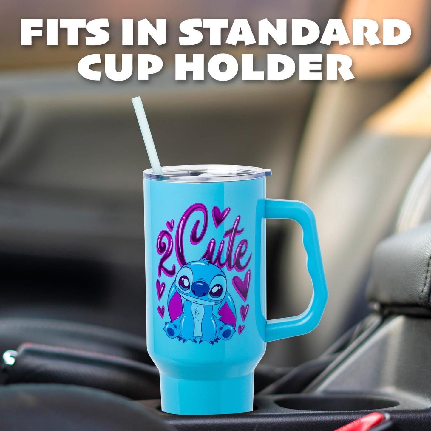 40oz Double Walled Stainless Steel Tumbler with Handle   Fits Standard Cup Holde5