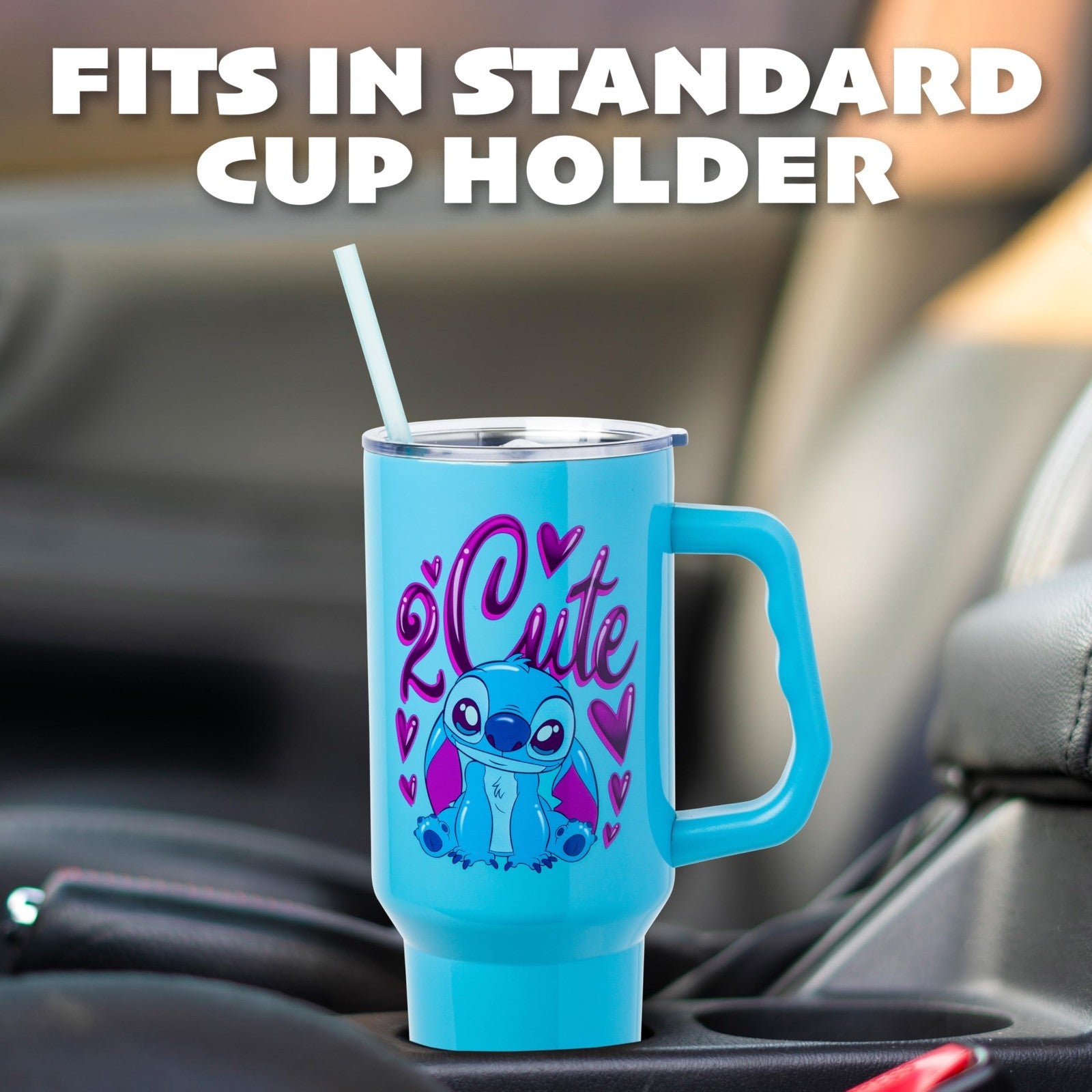 40oz Double Walled Stainless Steel Tumbler with Handle   Fits Standard Cup Holde5