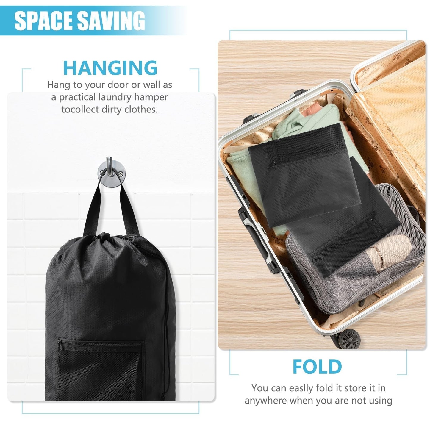 Optimized eBay Title: "2PCS Extra Large Travel Laundry Bag Backpack with Mesh4