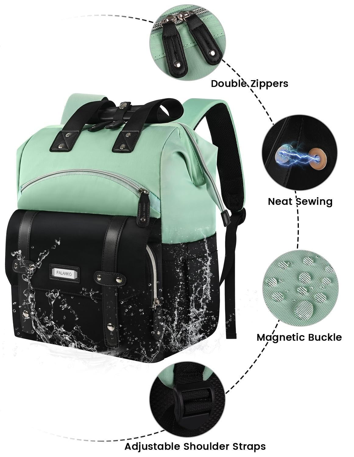 Stylish Anti Theft Laptop Backpack for 15.6" Laptops, Travel & College Use, Gree3