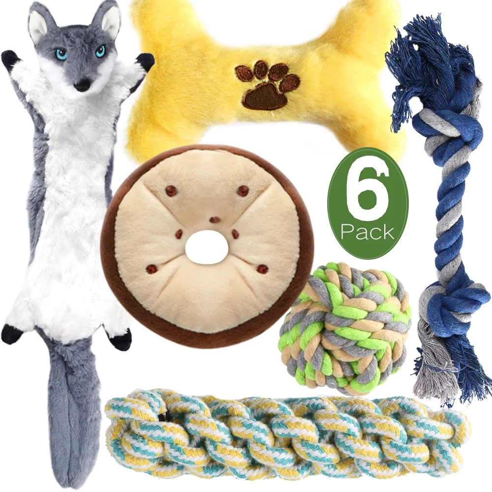Dog Puppy Toys,Stuffed Plush Squeaky Dog Chew Toys for Small Medium Dogs,6Pcs1