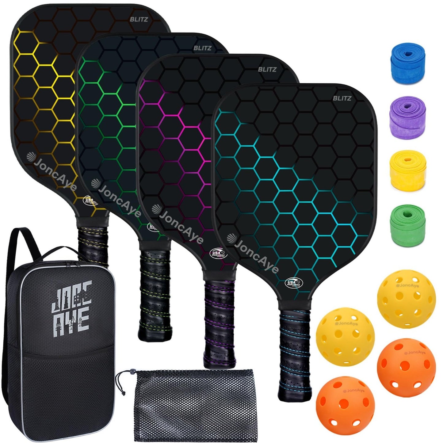 Pickleball Paddle Set of 4 or 2 - USAPA Approved Fiberglass Rackets, Lightweight1