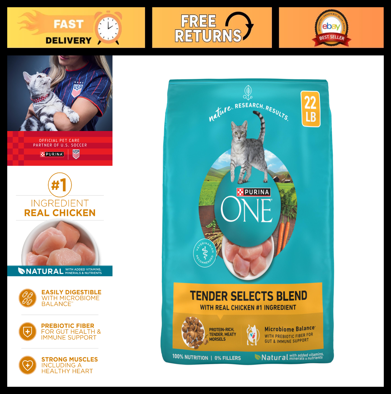 Tender Selects Dry Cat Food, Chicken Flavor, 22 lb Bag   High Protein, Healthy N0