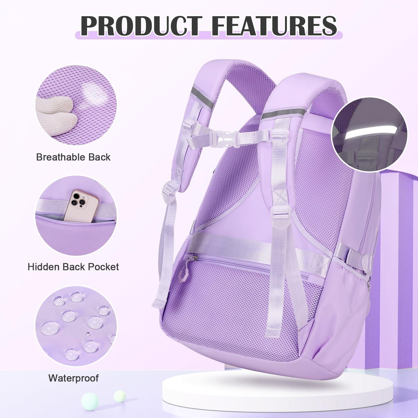 3PCS Girls School Backpack Set with Lunch Box & Pencil Pouch   Stylish & Durable3