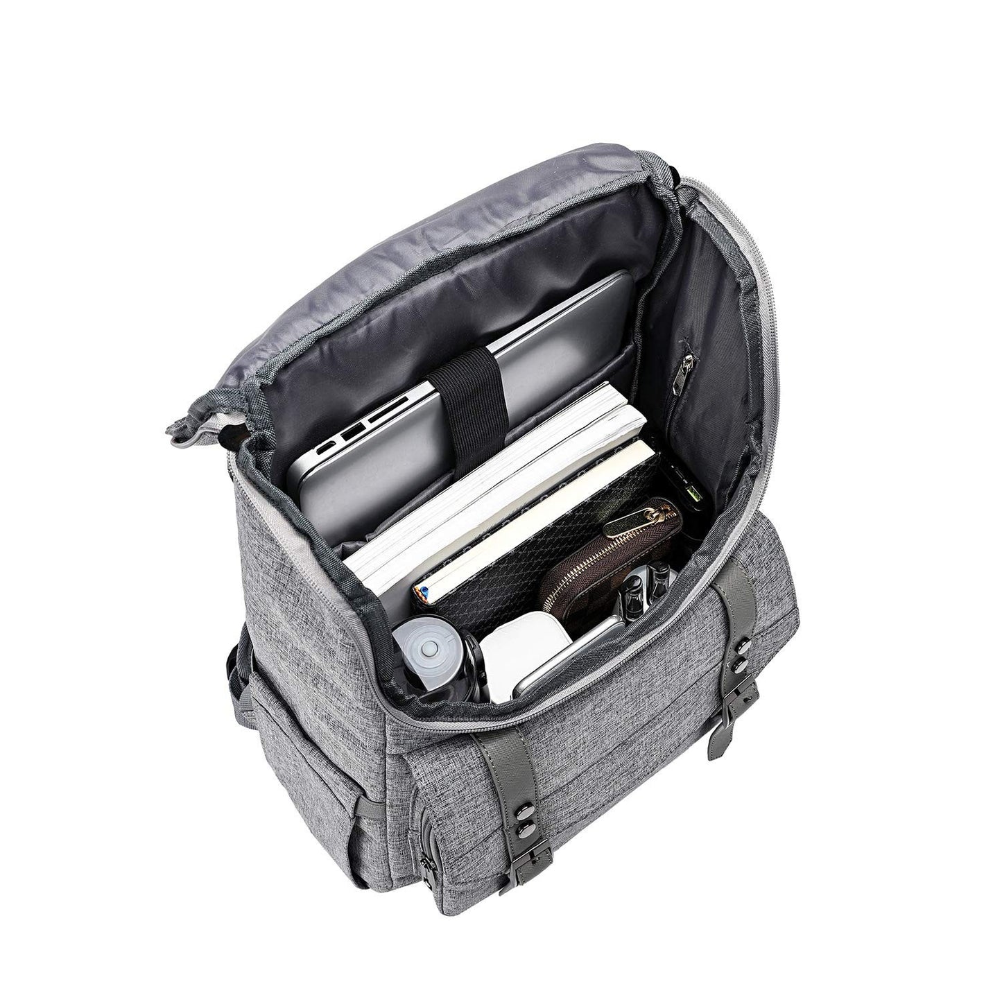 Vintage Laptop Backpack with USB Charging Port, Travel College Bag for 15.6" Lap3