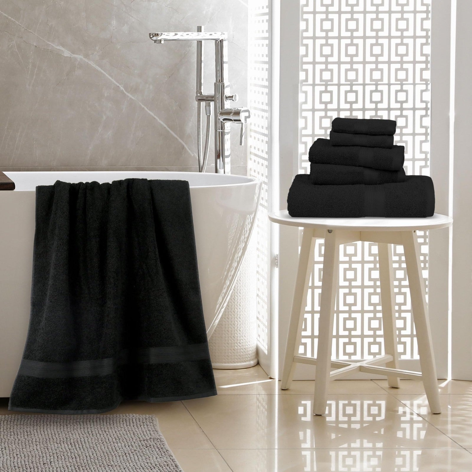 6 Piece Cotton Towel Set   Soft, Highly Absorbent, Fade Resistant Bath Towels, B2