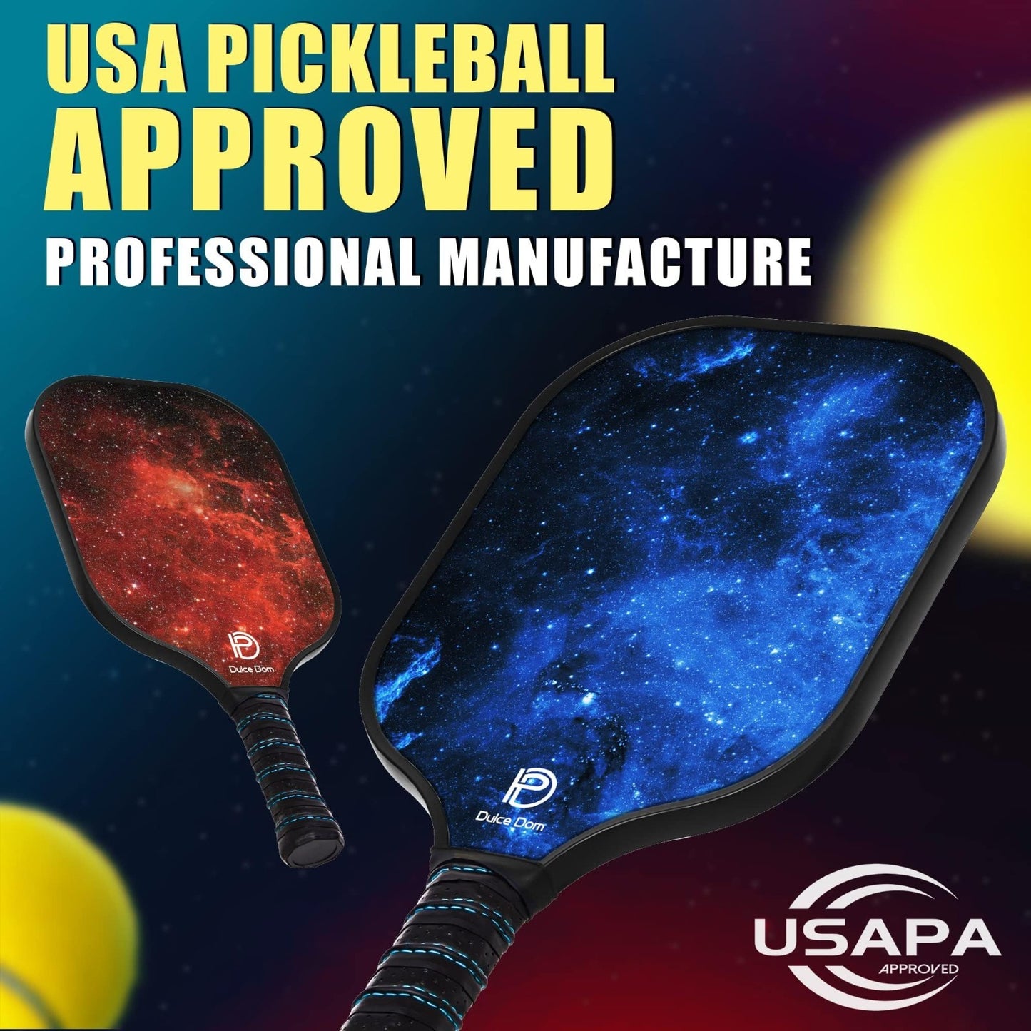Pickleball Paddles Set of 2/4 - USAPA Approved, Fiberglass/Graphite Rackets, Car2