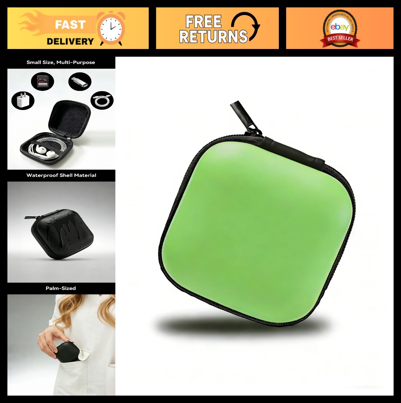 Hard Protective Earphone Case for Wired Earbuds & MP3   Portable Carrying Bag0