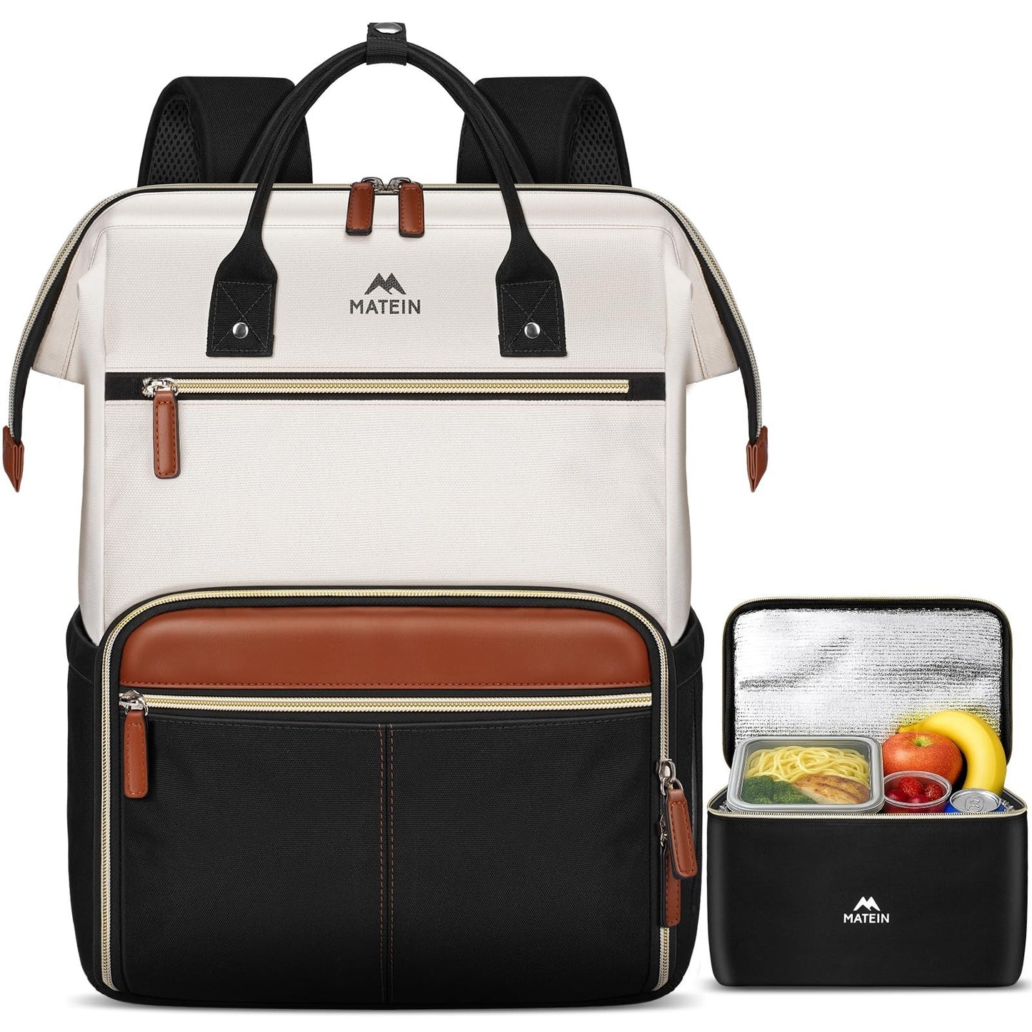 15.6" Laptop Backpack with Insulated Lunch Box, Work & College Backpack Set8