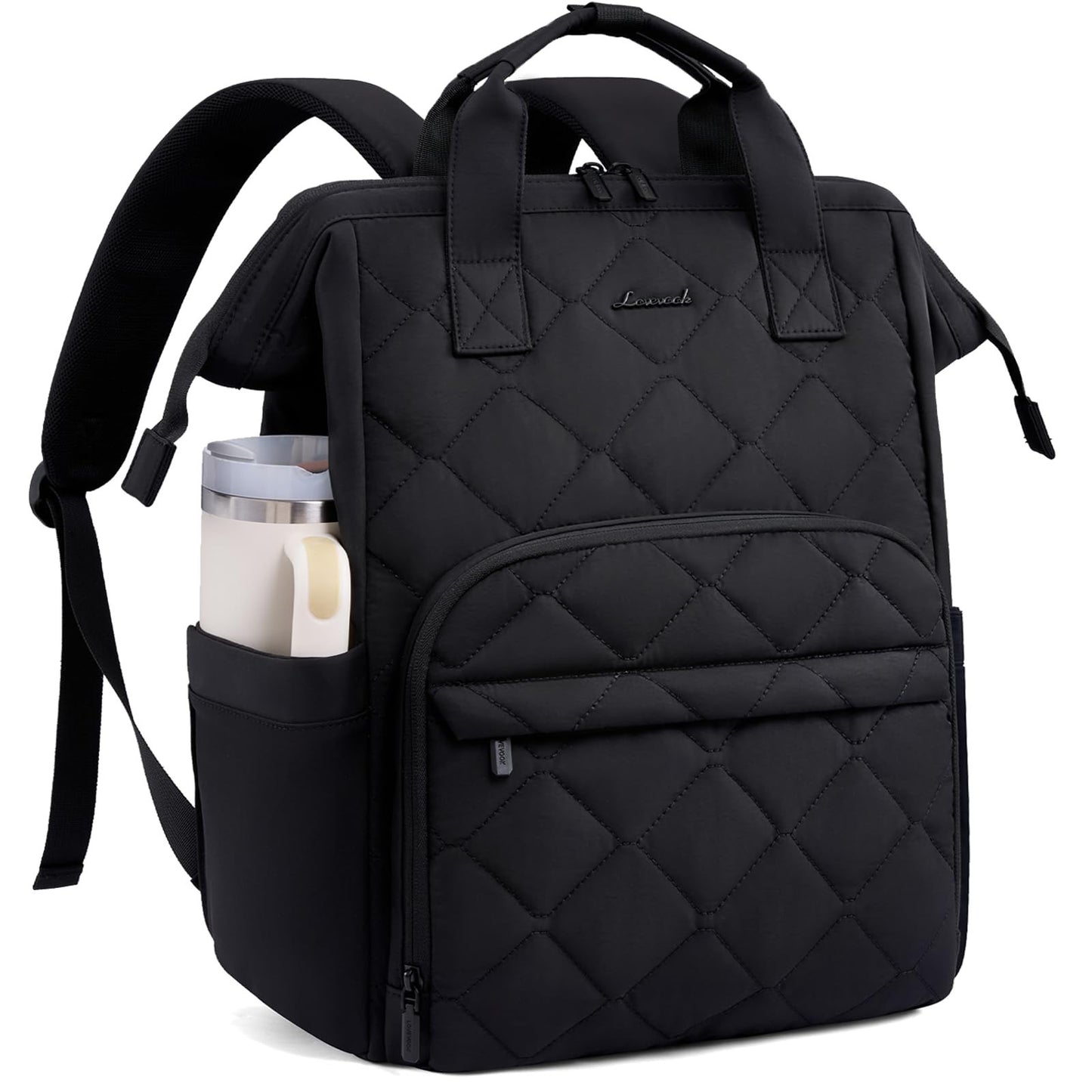 Stylish 15.6" Laptop Backpack for Women, Work Bag, Travel, Black, Durable & Spac1