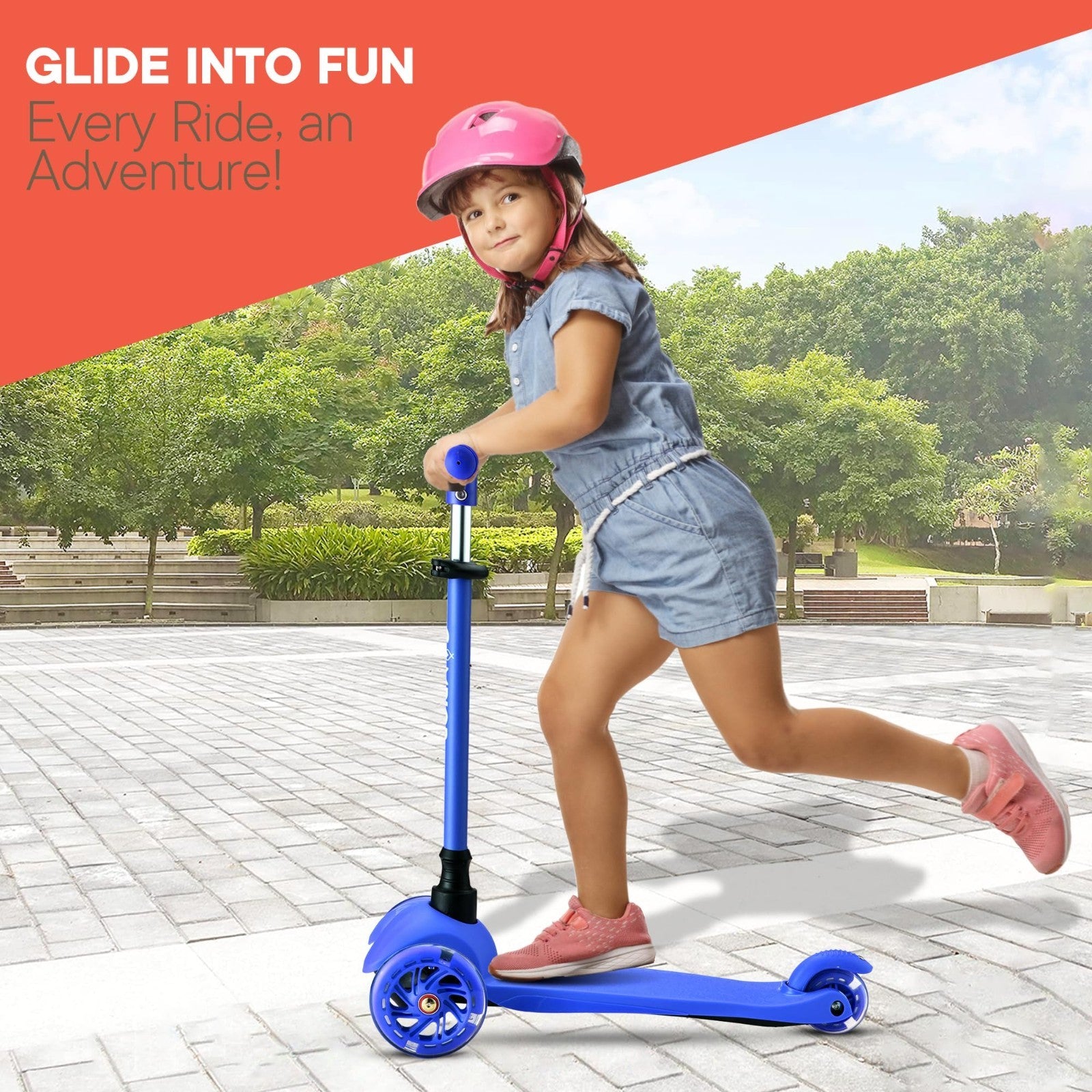Mini 3-Wheel Kids Scooter - Lean-to-Steer, LED Light-Up Wheels, Adjustable Handl2