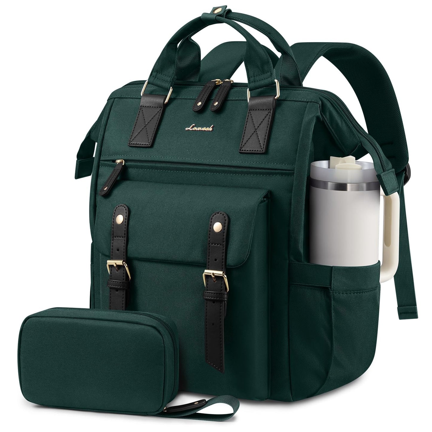 Stylish Waterproof Laptop Backpack for Women, 15.6" with Tumbler Holder, Travel1