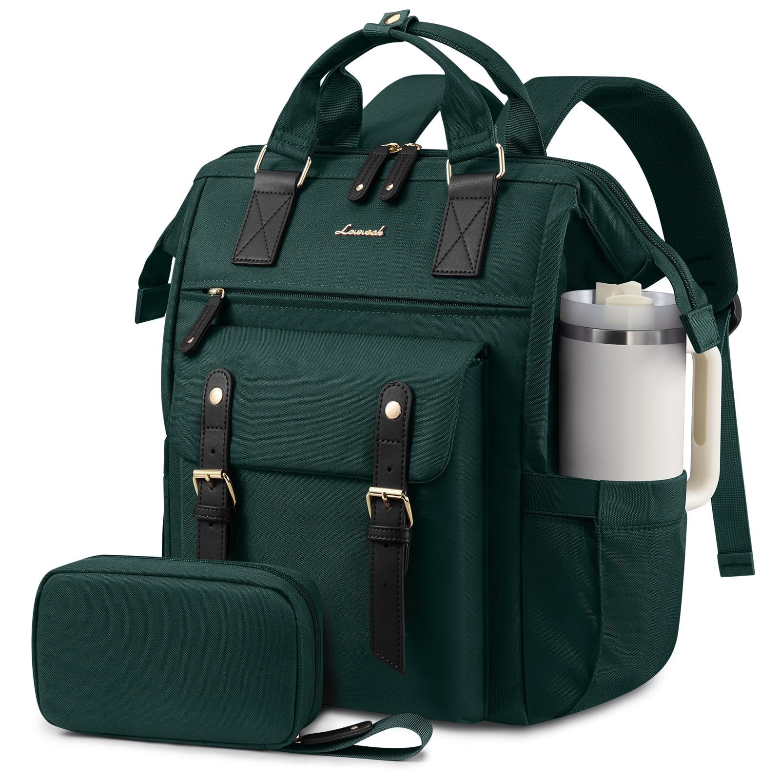 Stylish Waterproof Laptop Backpack for Women, 15.6" with Tumbler Holder, Travel1
