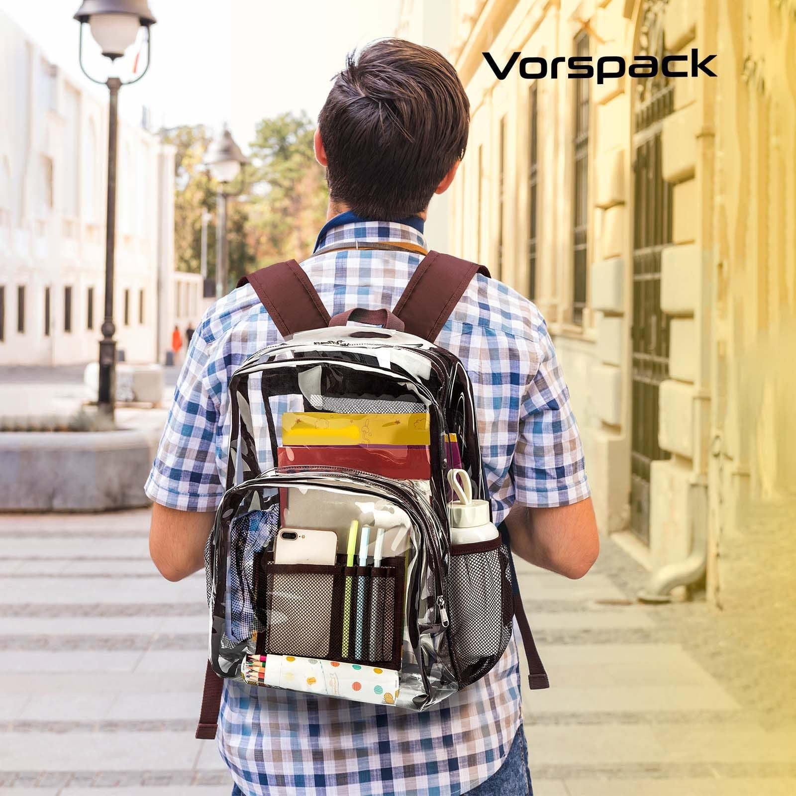 Heavy Duty Clear PVC Backpack with Reinforced Straps - Large Capacity for Colleg2