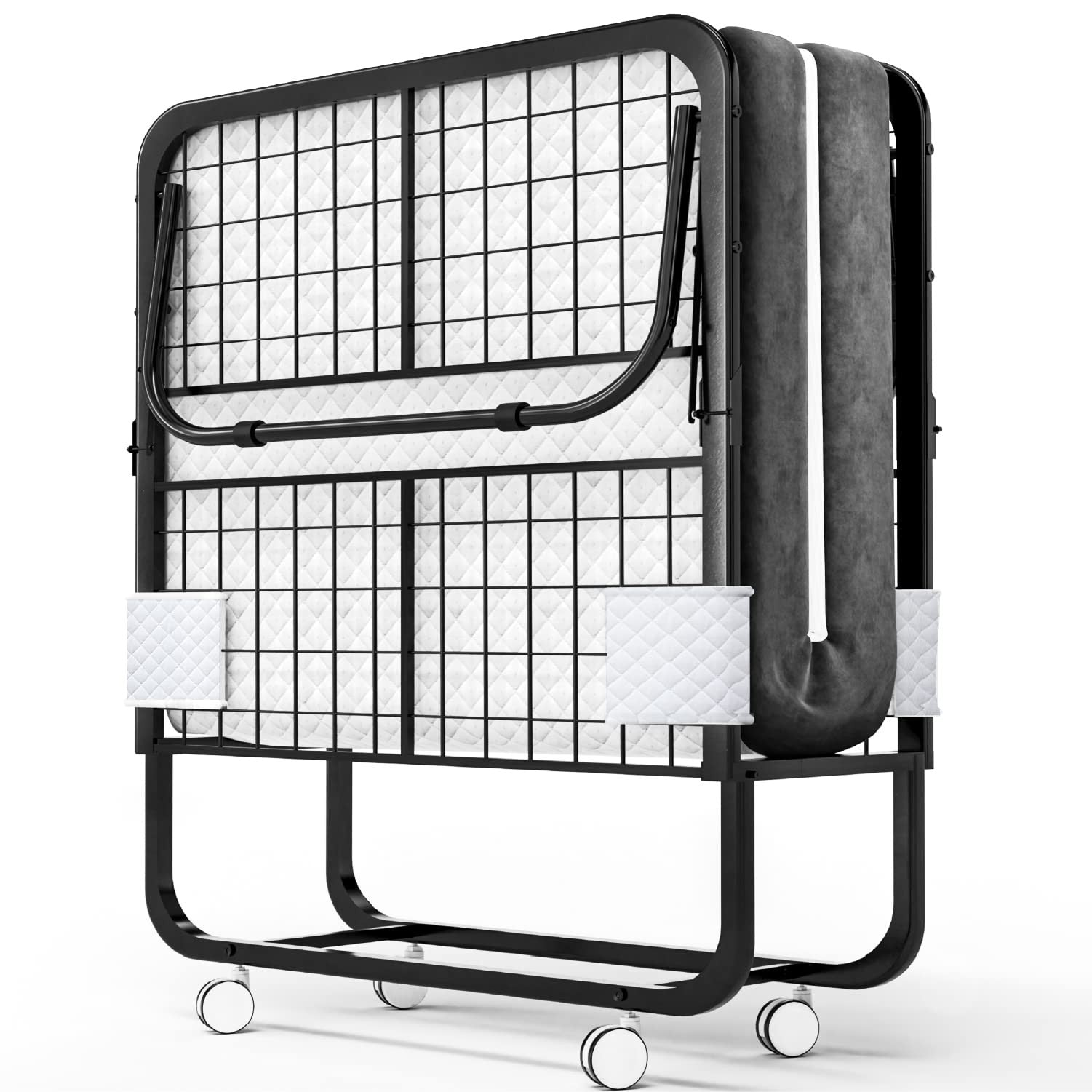 Portable Folding Bed with 5" Memory Foam Mattress   Space Saving Rollaway Cot 751