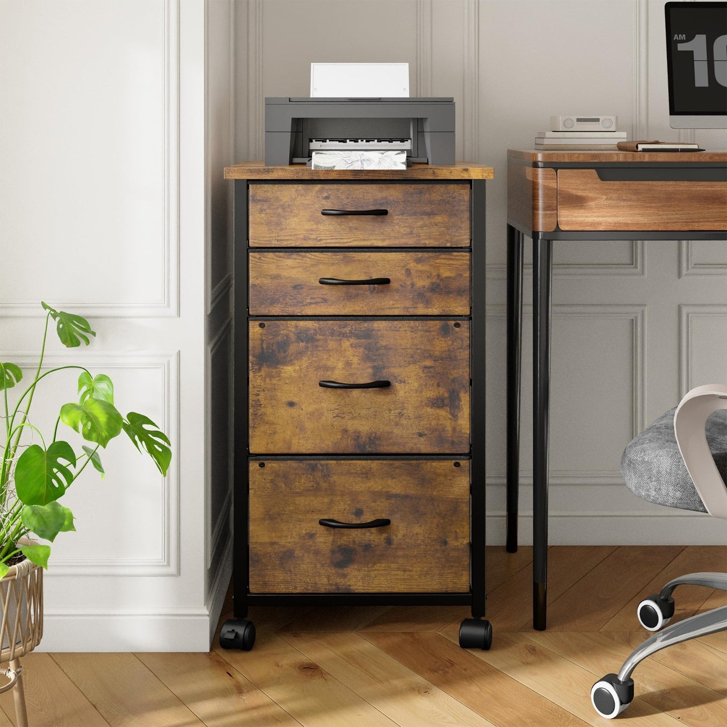 4 Drawer Rolling File Cabinet for A4 & Letter Size | Mobile Printer Stand, Large2