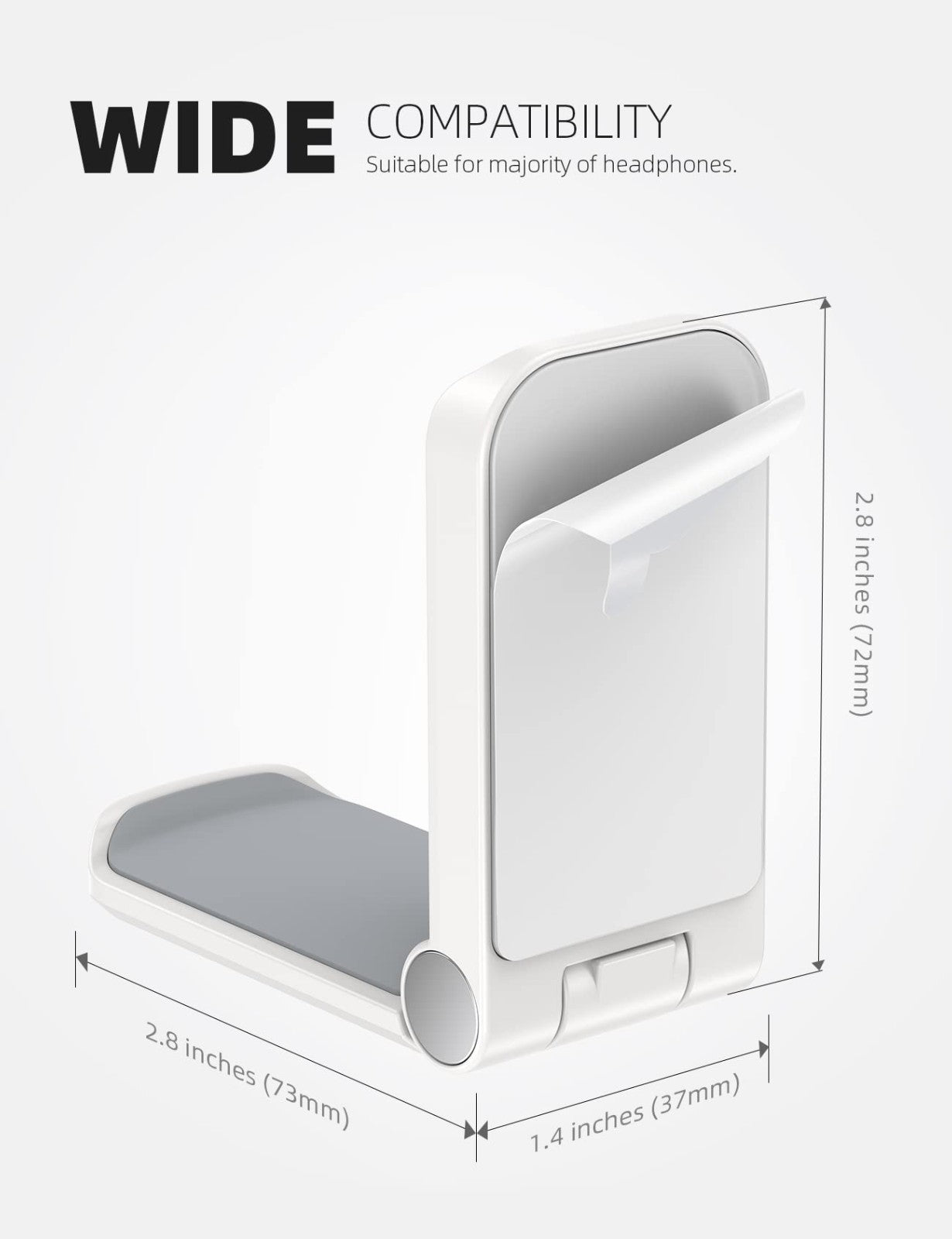 Headphone Stand & Adhesive Headset Hanger | Under Desk Hook Mount Clip, White4