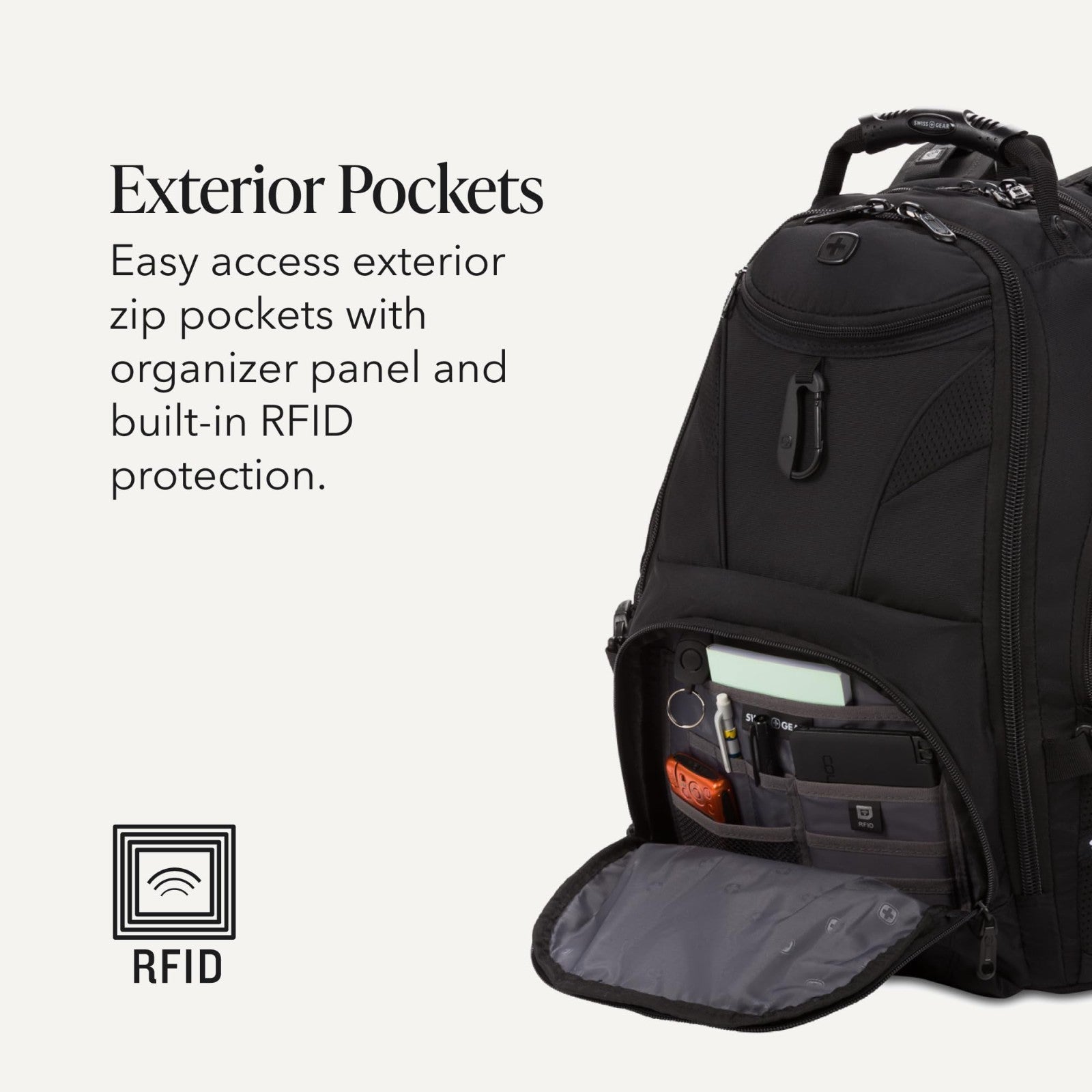 TSA Friendly 17 Inch Laptop Backpack, RFID Protection, Lay Flat Design, 31L, Bla3
